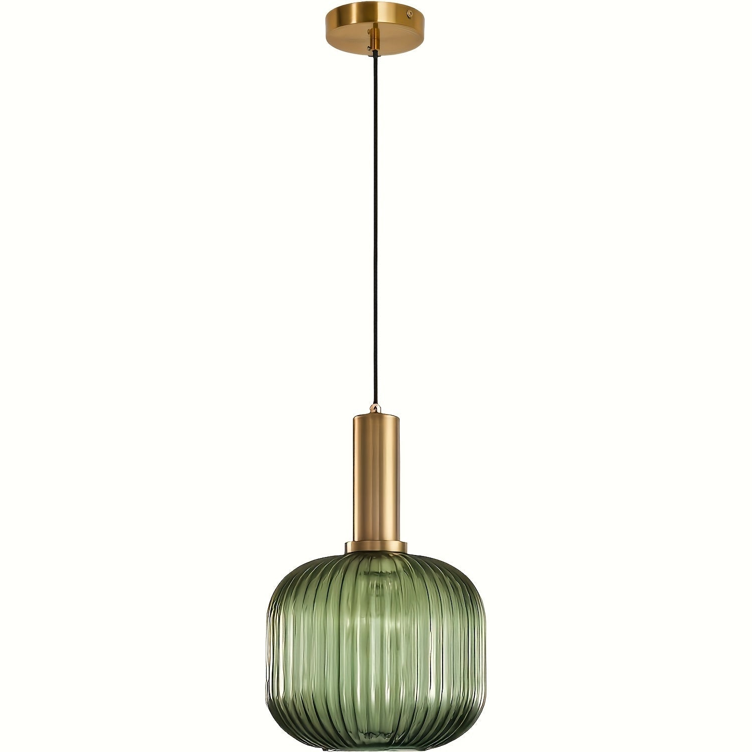 Suspension en verre strié | Laiton poli, 20 × 30 cm