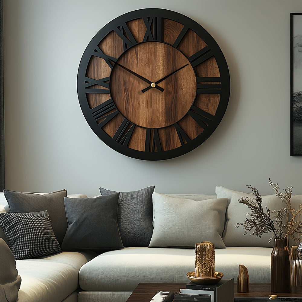 Horloge murale en bois vintage | Chiffres romains, 3 tailles