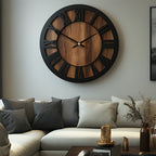 Horloge murale en bois vintage | Chiffres romains, 3 tailles
