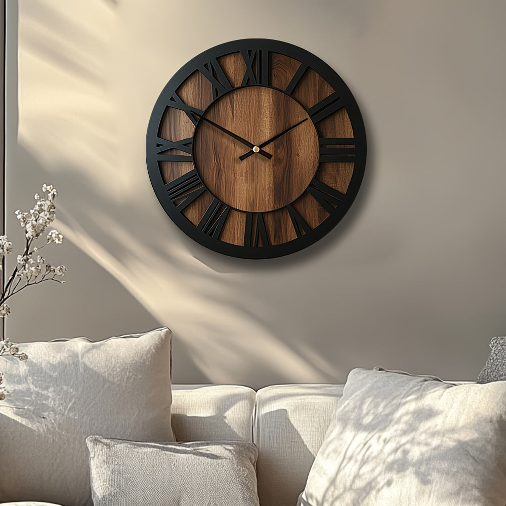 Horloge murale en bois vintage | Chiffres romains, 3 tailles