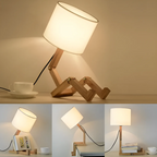 Lampe à poser Rilna | Bois massif articulé, H 47 cm