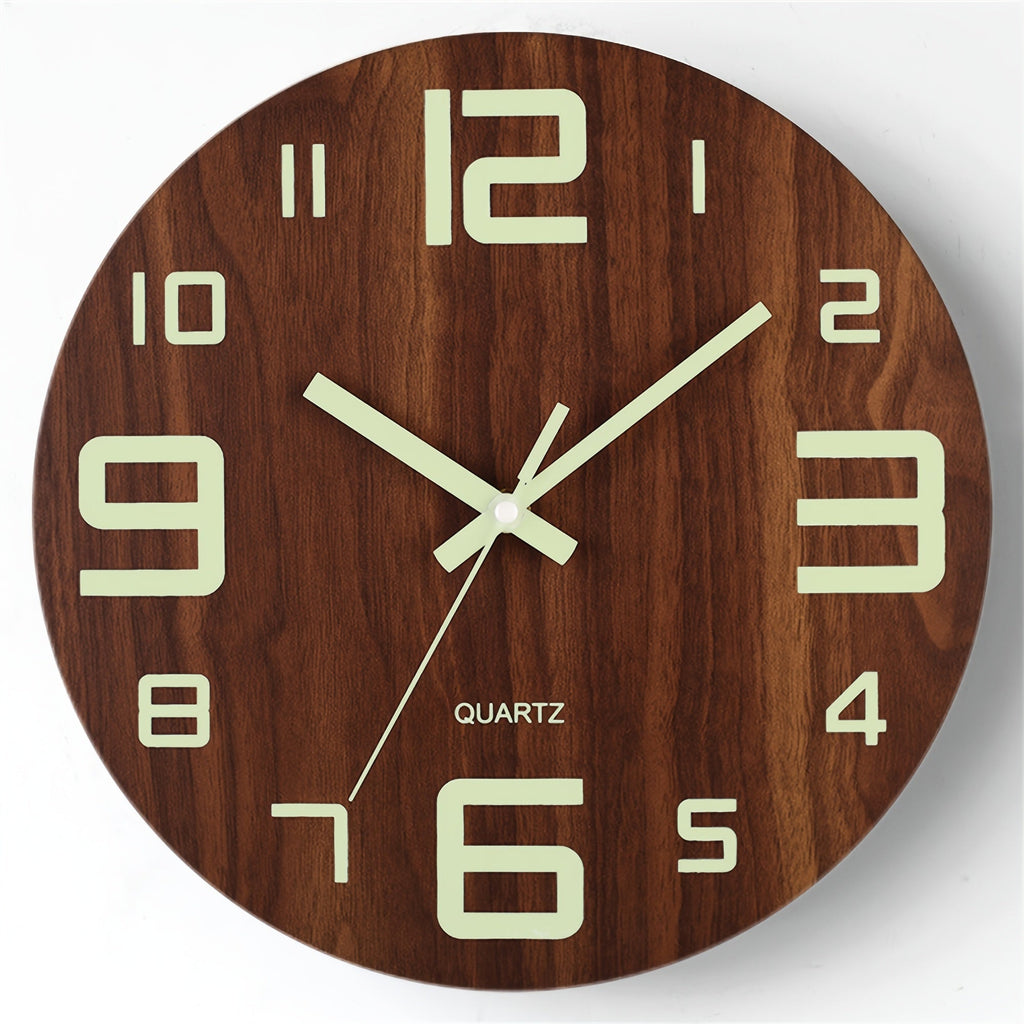 Horloge murale lumineuse en noyer | Quartz silencieux 30,5 cm
