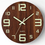 Horloge murale lumineuse en noyer | Quartz silencieux 30,5 cm