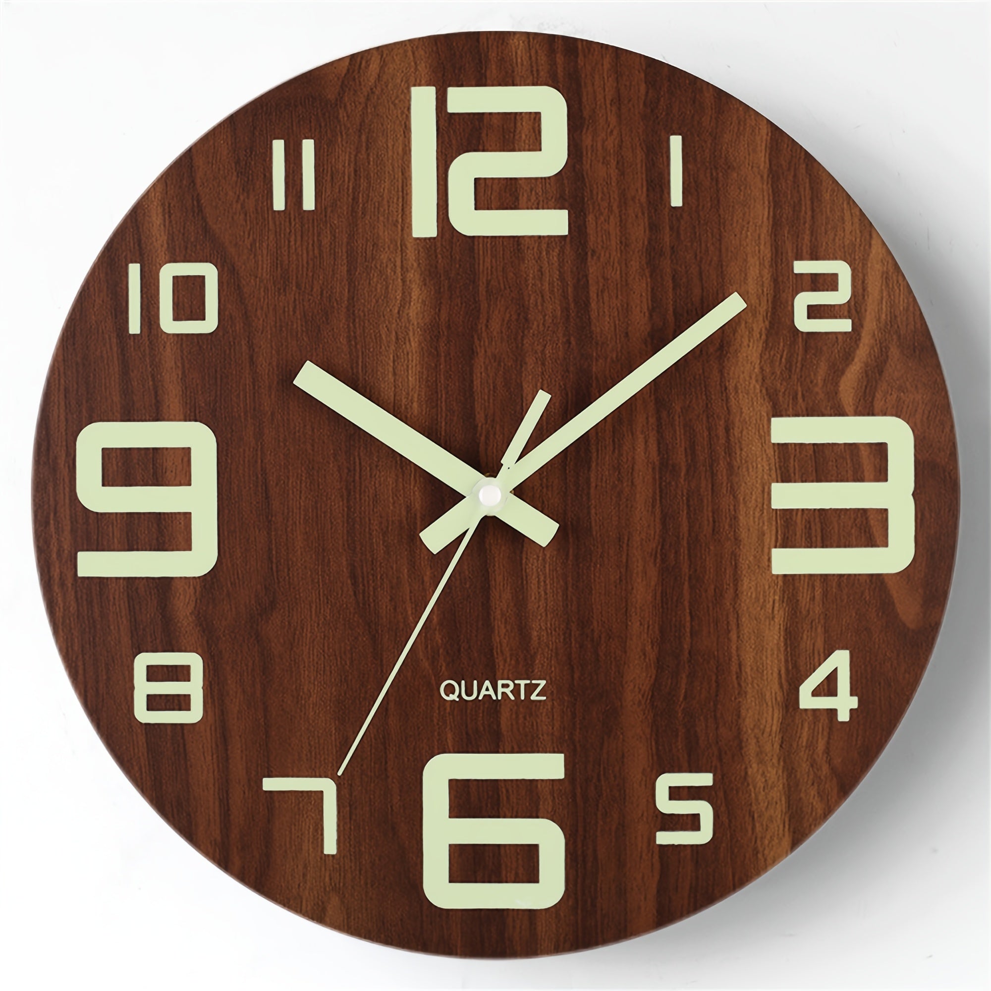 Horloge murale lumineuse en noyer | Quartz silencieux 30,5 cm