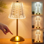 Lampe à poser en cristal | Rechargeable USB, 3 teintes