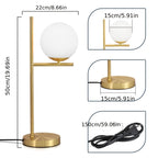 Lampe à poser dorée | Globe en verre blanc, 2 formats