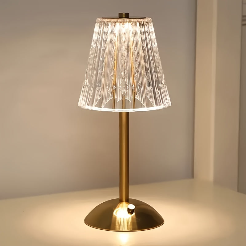 Lampe à poser en cristal | Rechargeable USB, 3 teintes
