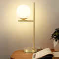 Lampe à poser dorée | Globe en verre blanc, 2 formats