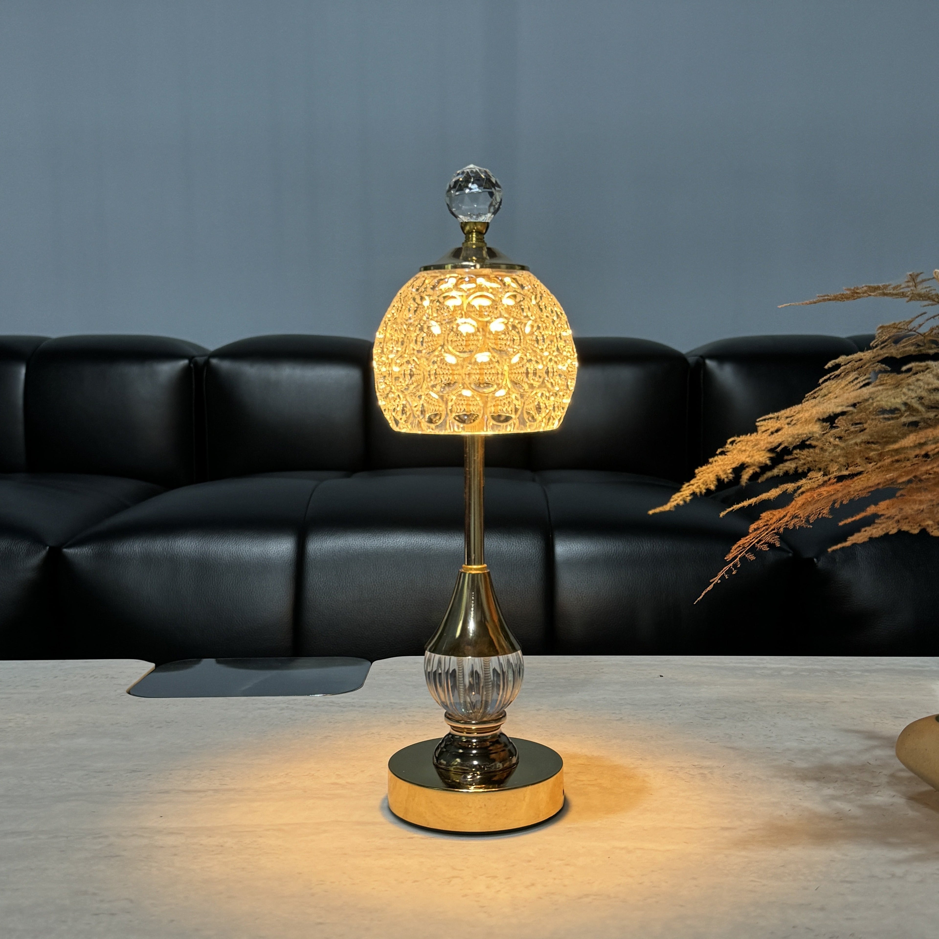 Lampe à poser tactile effet cristal | LED sans fil H 33,5 cm