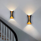 Applique murale LED noire et dorée | IP65, 10 W, haut et bas