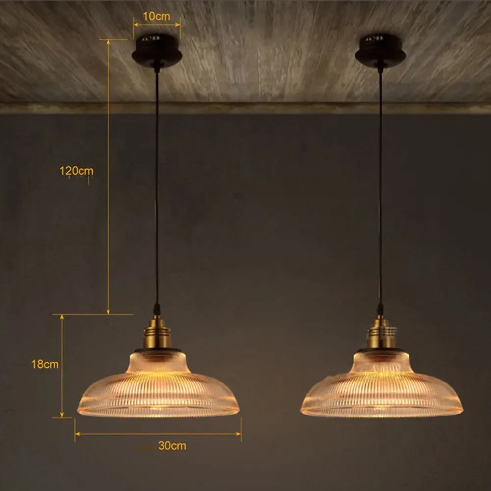 Suspension en verre nervuré LumiVibe | Ø 30 cm, douille E27