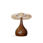 Lampe à poser Andi | Verre, laiton et bois de noyer
