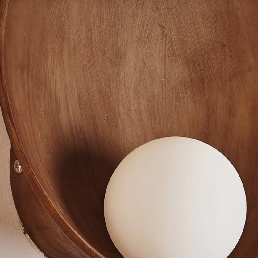 Applique murale ronde minimaliste | Résine et fer, 23 cm