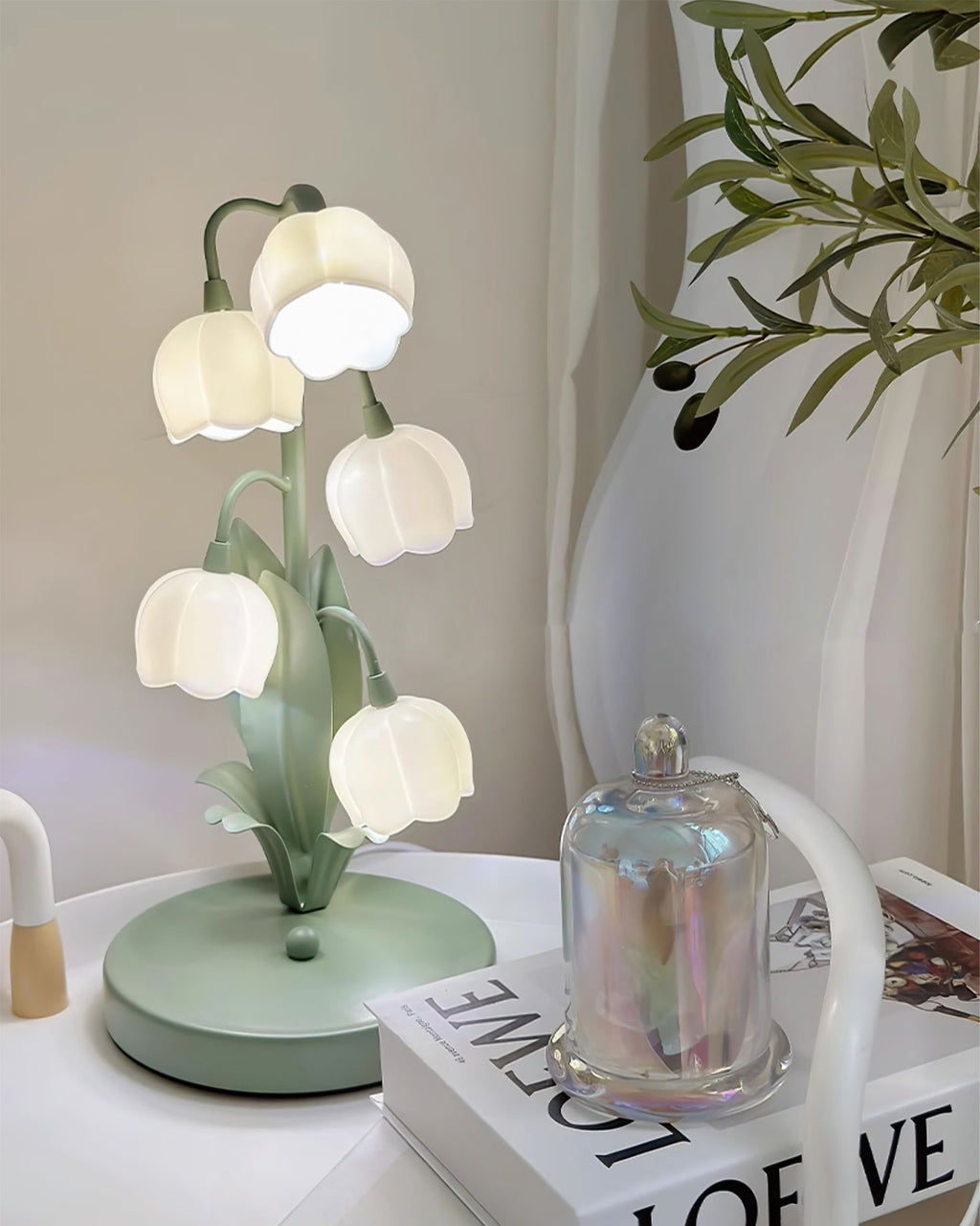 Lampe à poser Bell Orchid | Luminaire floral Ø 18 × H 36 cm