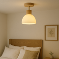 Plafonnier Ailse | Bois naturel et verre, LED Ø 18 cm