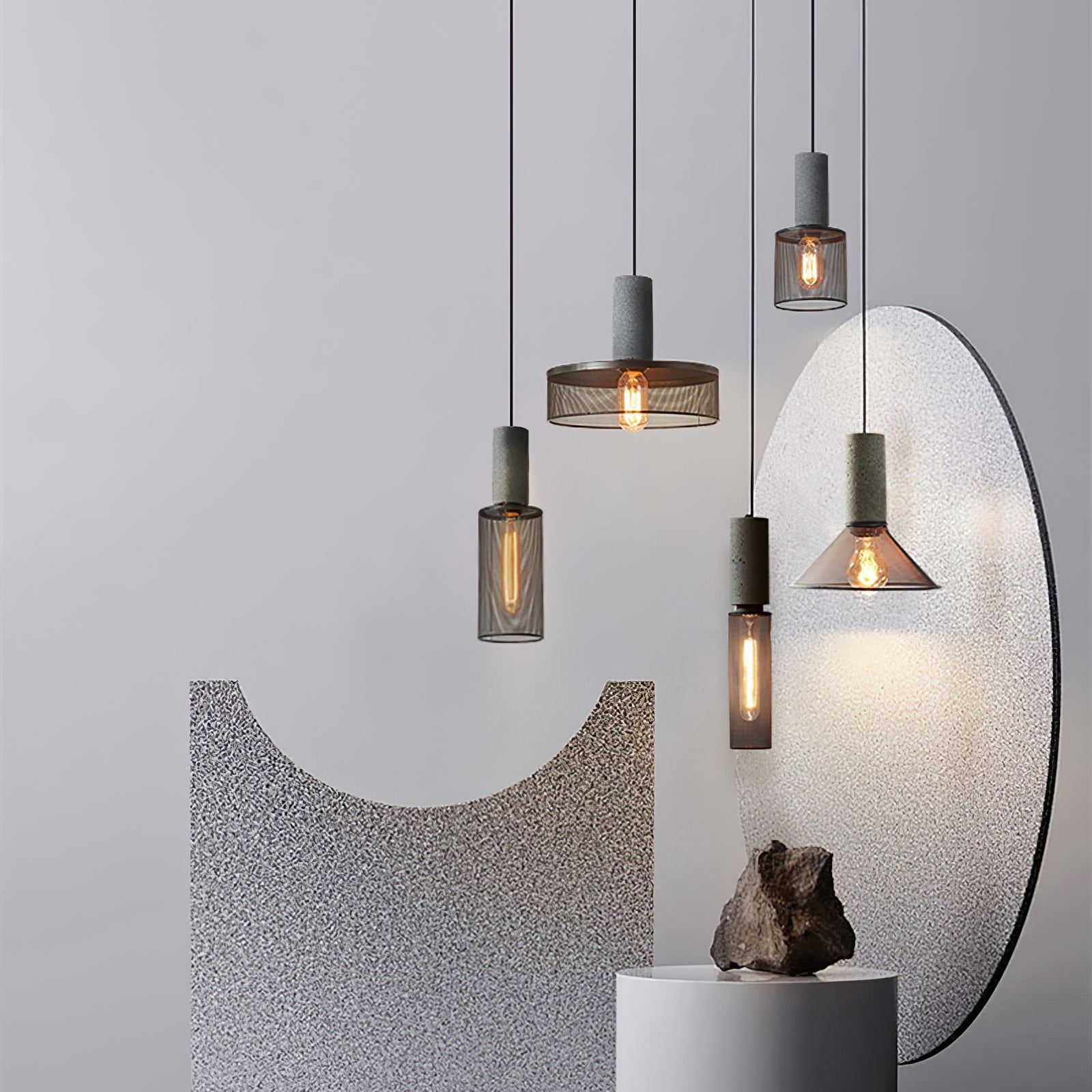 Suspension en béton Urban | Industriel LED, 6 tailles