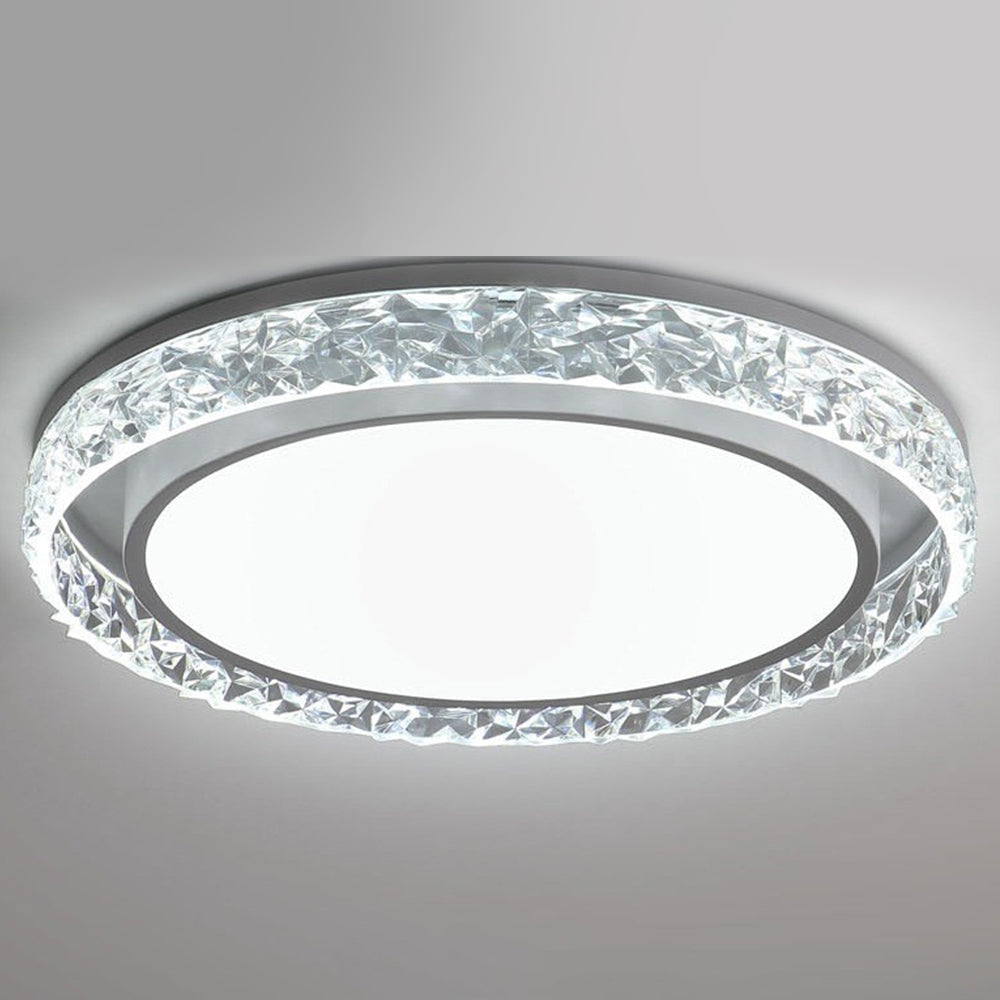 Plafonnier LED anneau de cristal | Télécommande, 50 cm