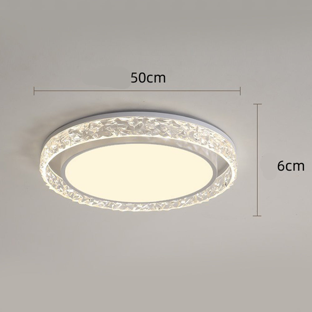 Plafonnier LED anneau de cristal | Télécommande, 50 cm