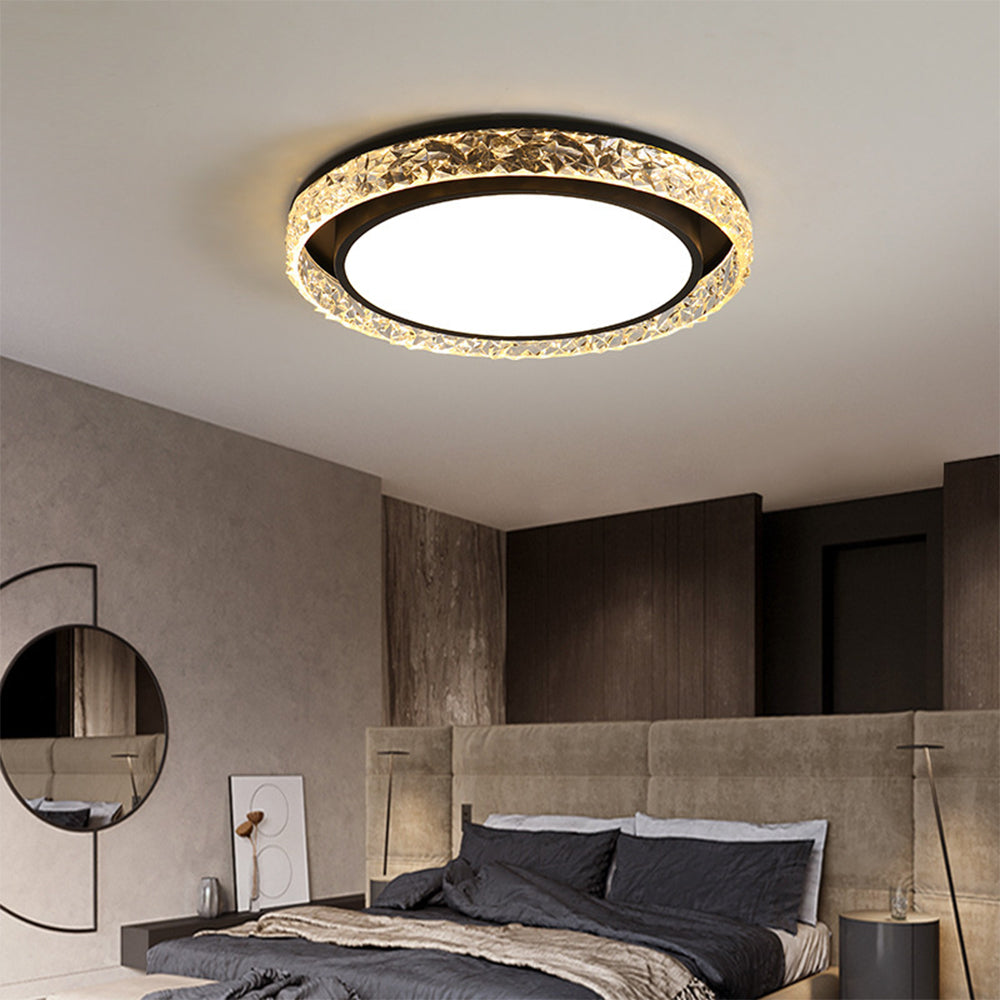 Plafonnier LED anneau de cristal | Télécommande, 50 cm
