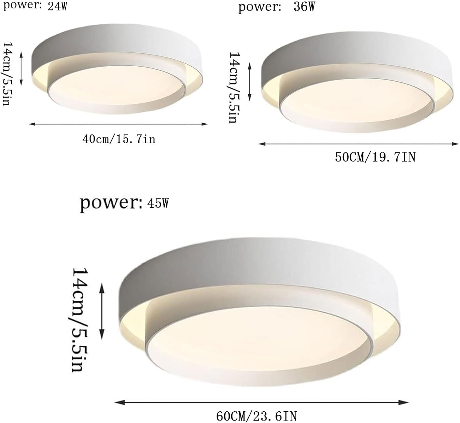 Plafonnier LED rond nordique | Ø 40, 50 ou 60 cm