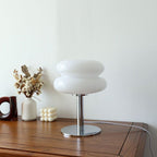 Lampe à poser en verre design italien | Dôme et pied chromé