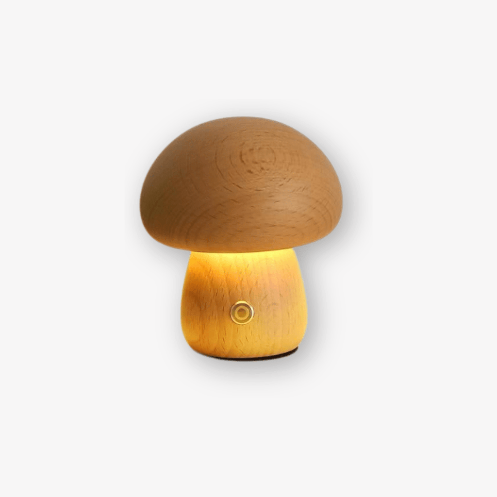 Veilleuse champignon Portobello | Bois naturel rechargeable