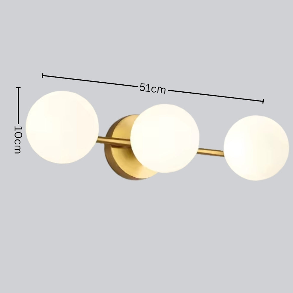 Applique nordique triple globe | Verre dépoli, 51 cm