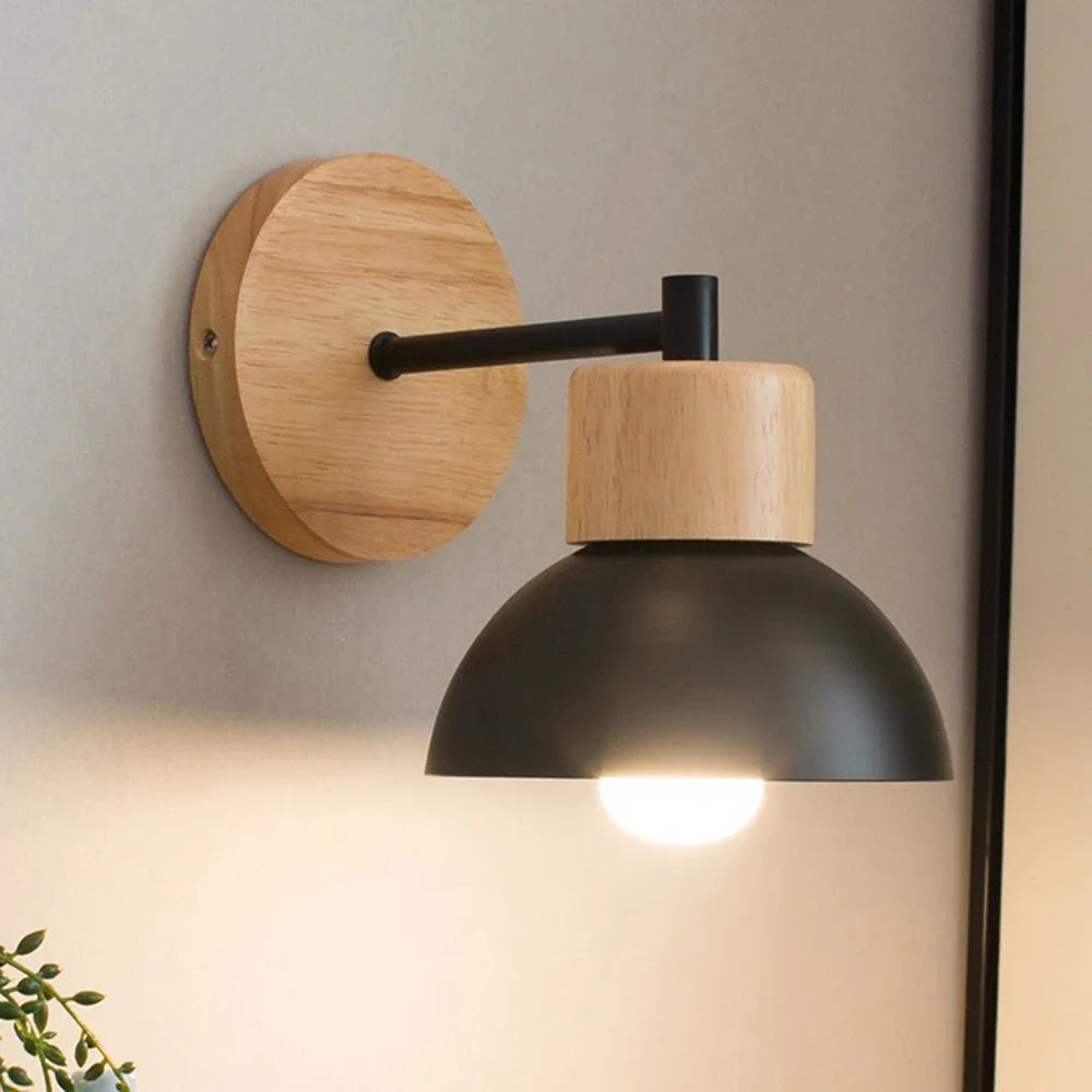 Applique murale bois et métal | Lampe de chevet nordique