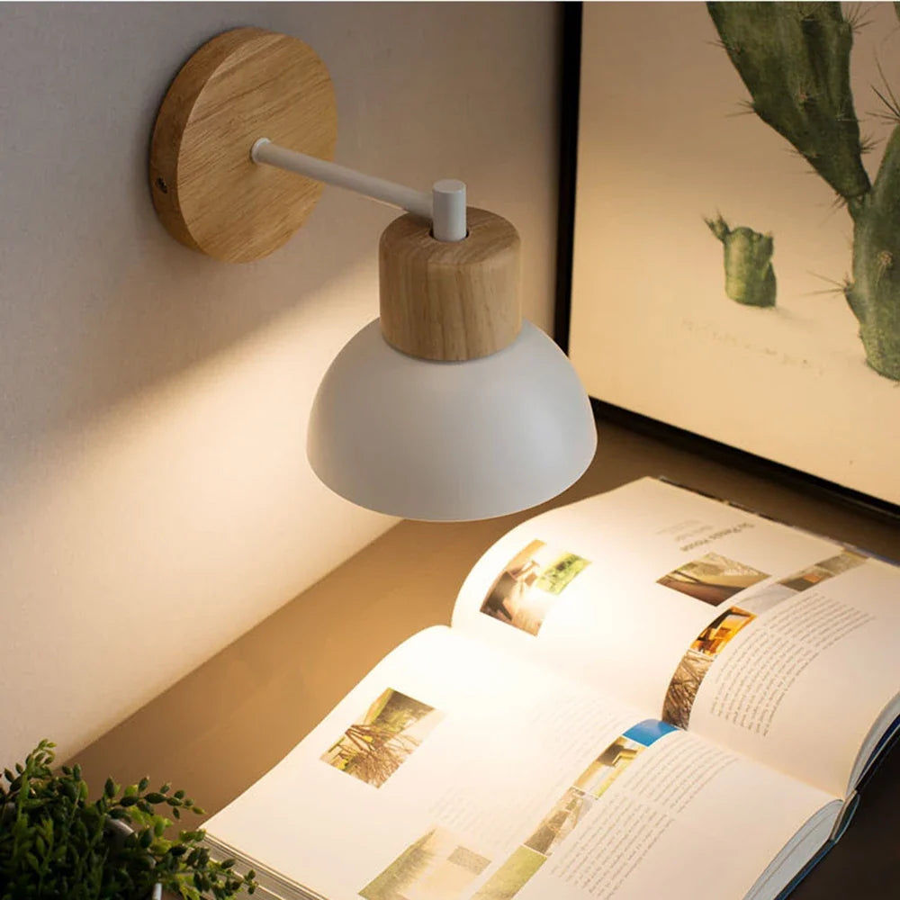 Applique murale bois et métal | Lampe de chevet nordique