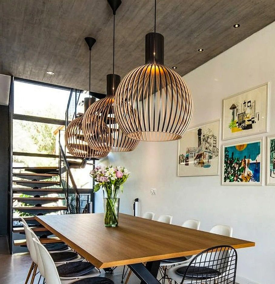 Suspension en bois faite main | Design scandinave naturel