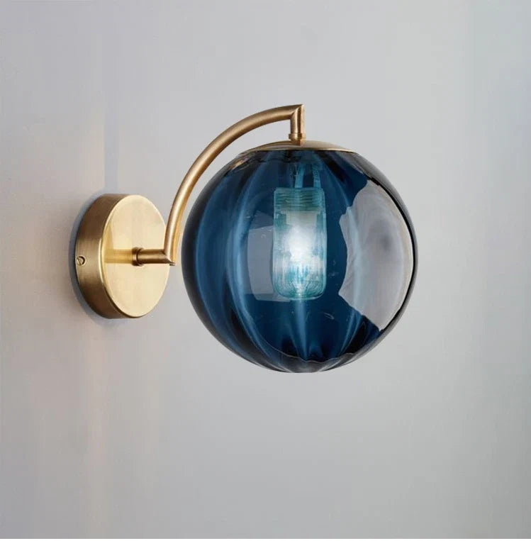 Applique boule de verre | Laiton et verre teinté, 4 coloris
