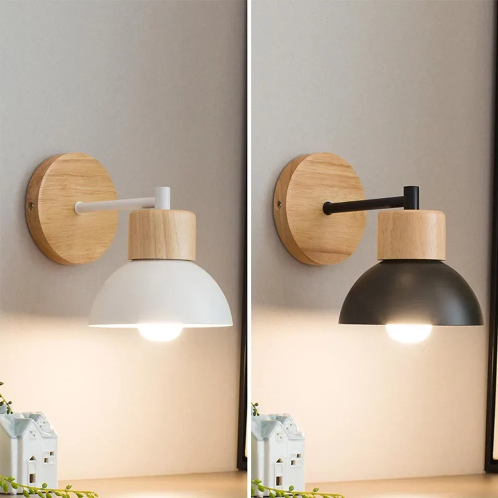 Applique murale bois et métal | Lampe de chevet nordique