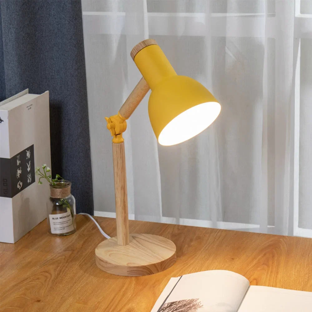 Lampe de bureau nordique en bois | Tête réglable, 45 cm