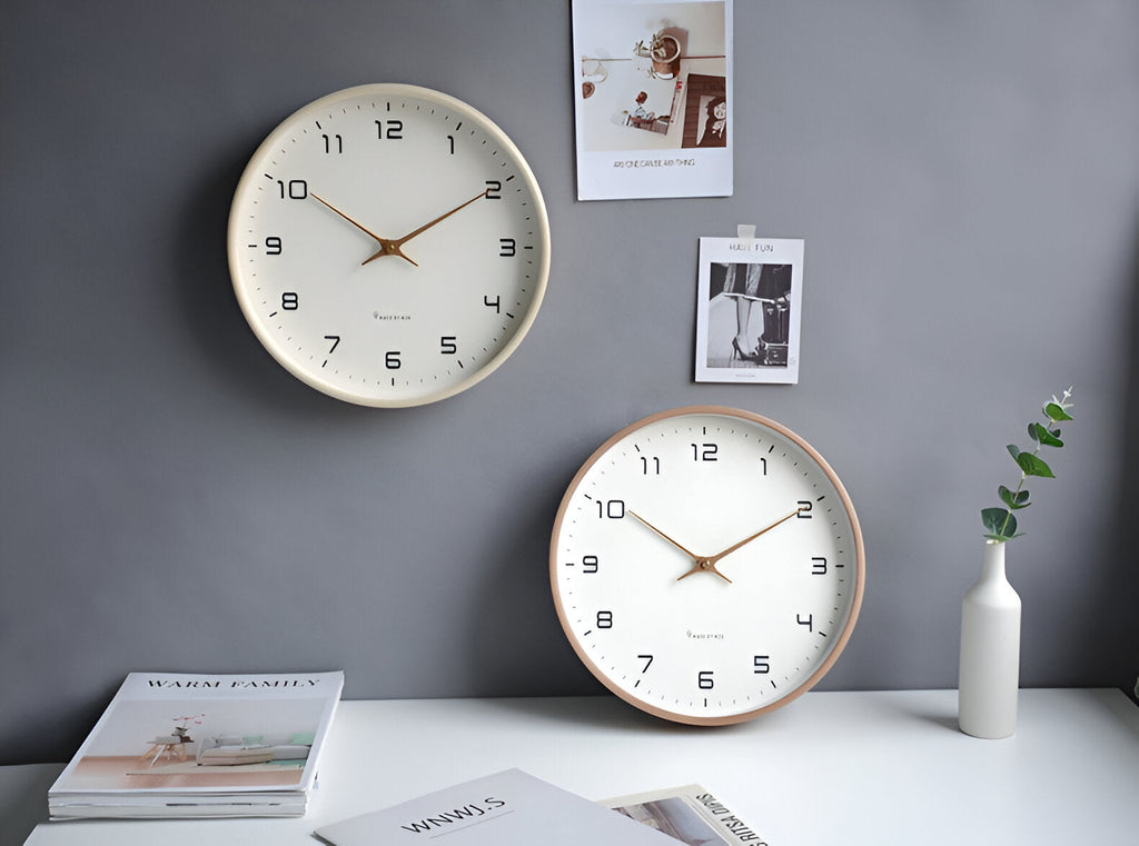 Horloge murale nordique | Bois et quartz silencieux