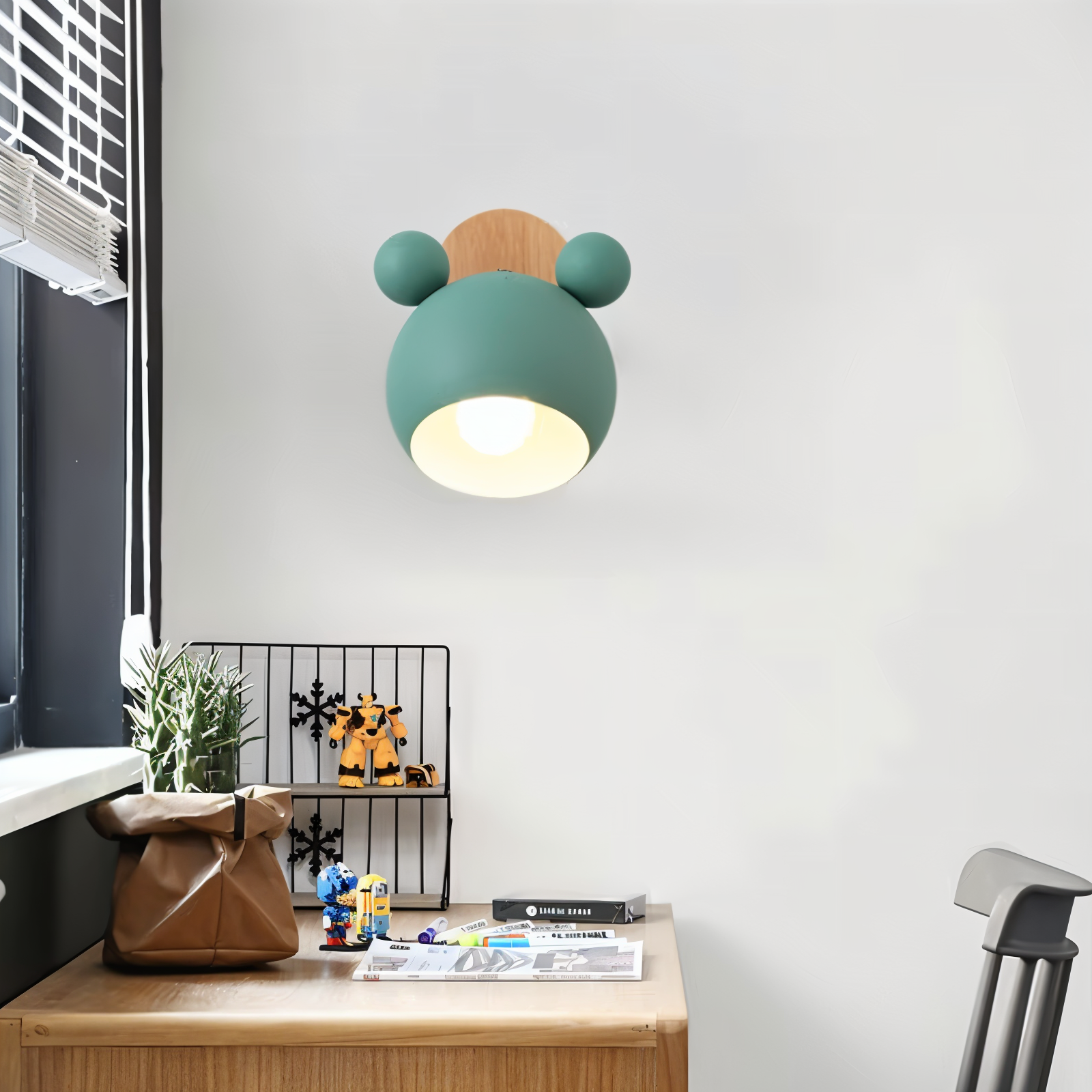 Applique FlashMouse | Tête pivotante, bois et alu