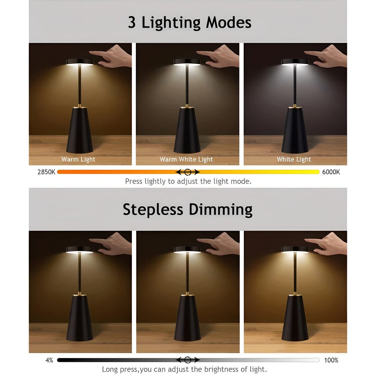 Lampe à poser Sleek | Sans fil, tactile, rechargeable