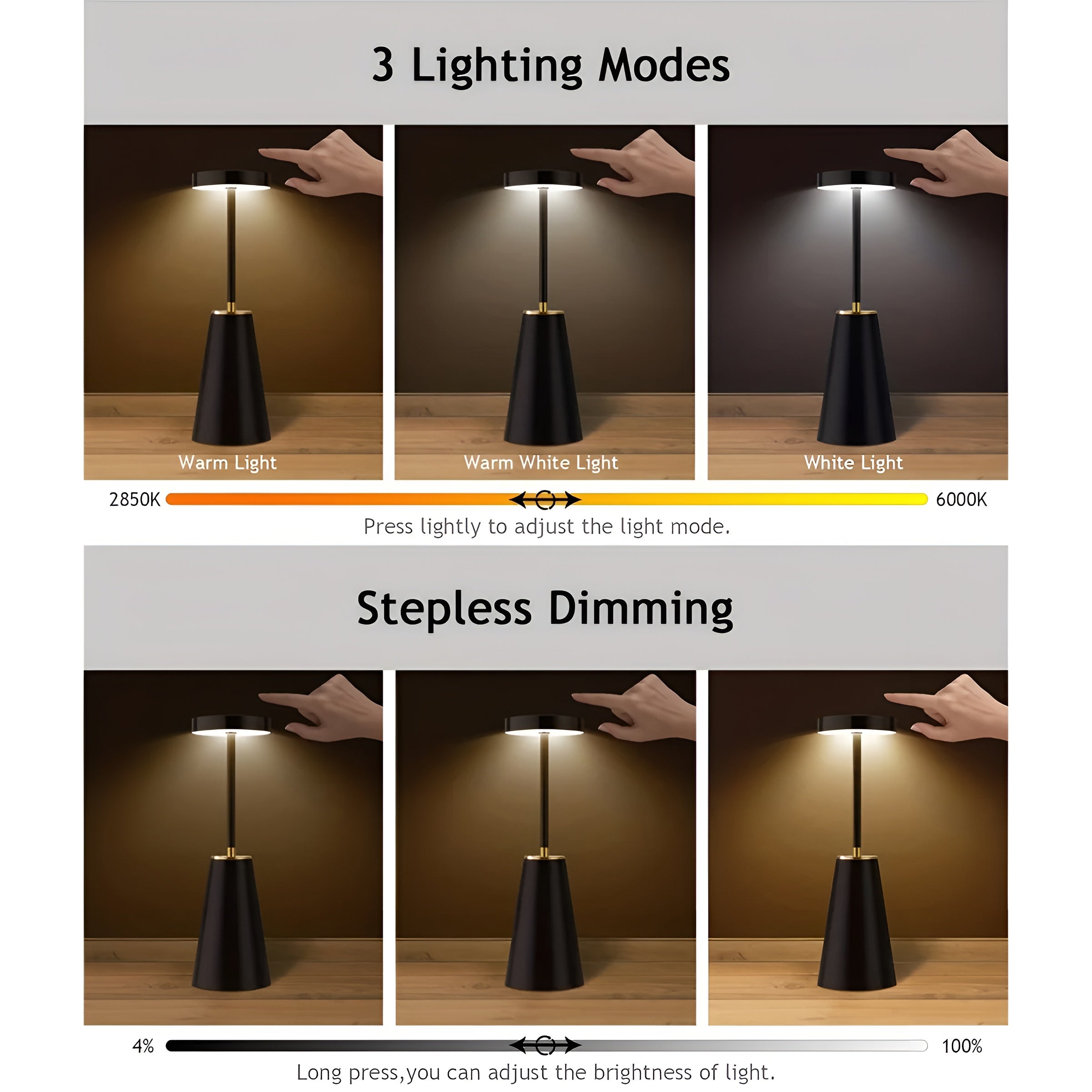 Lampe à poser Sleek | Sans fil, tactile, rechargeable