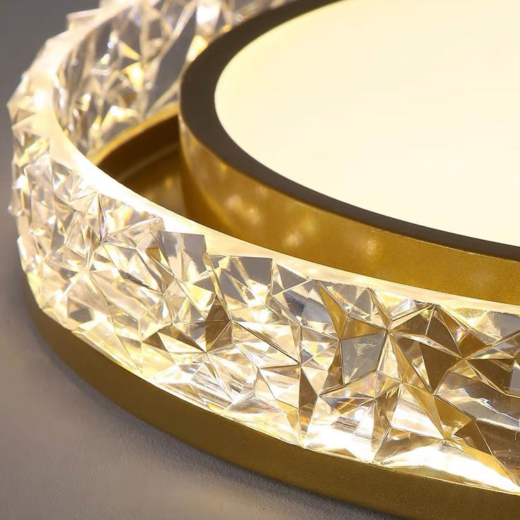 Plafonnier LED anneau de cristal | Télécommande, 50 cm