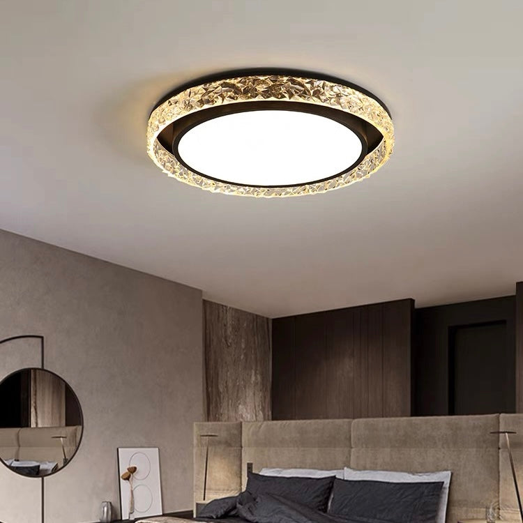 Plafonnier LED anneau de cristal | Télécommande, 50 cm