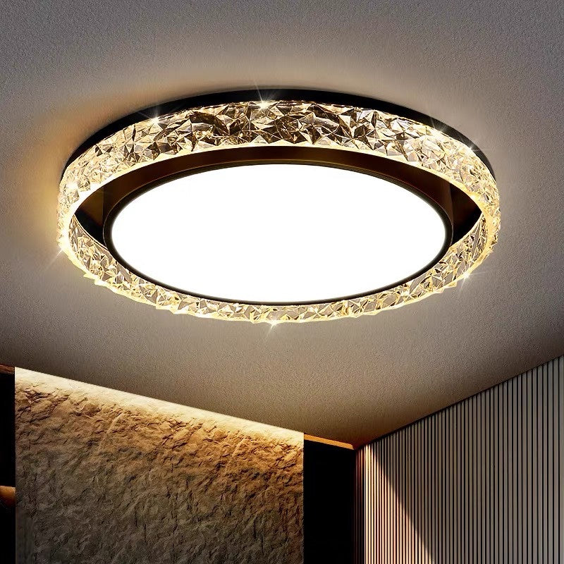 Plafonnier LED anneau de cristal | Télécommande, 50 cm