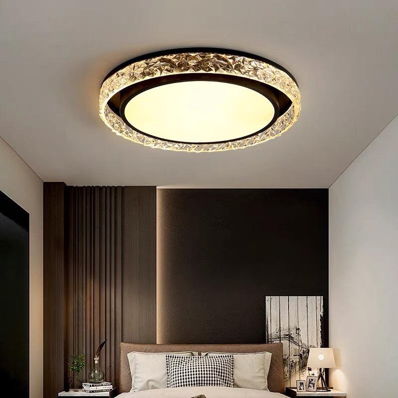 Plafonnier LED anneau de cristal | Télécommande, 50 cm
