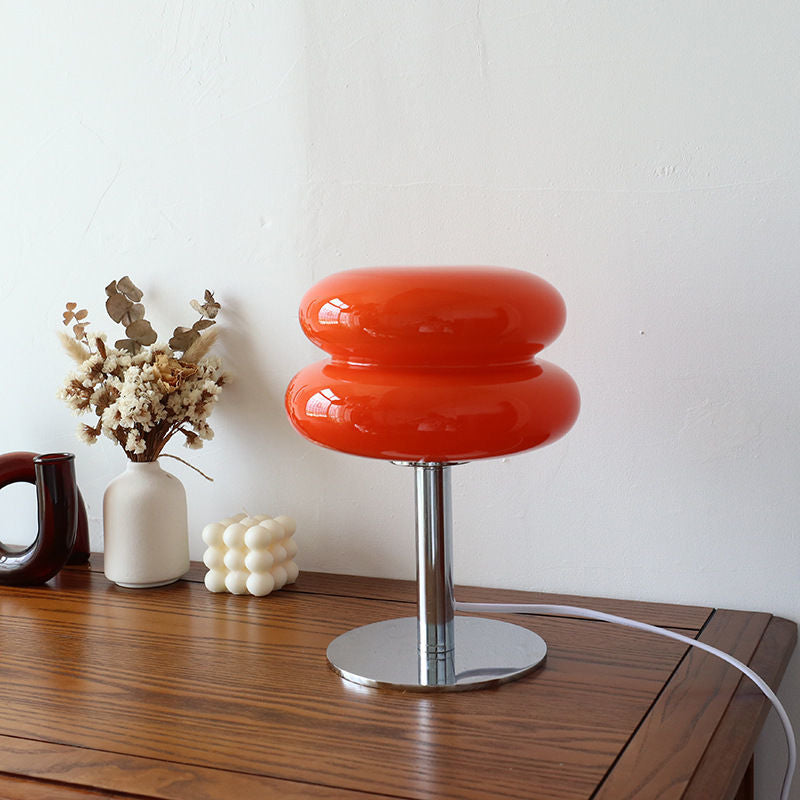 Lampe à poser en verre design italien | Dôme et pied chromé