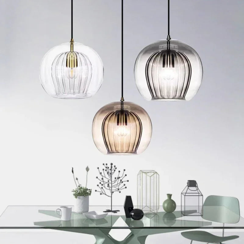 Suspension en verre nervuré LuxeSphere | 15, 20 ou 25 cm
