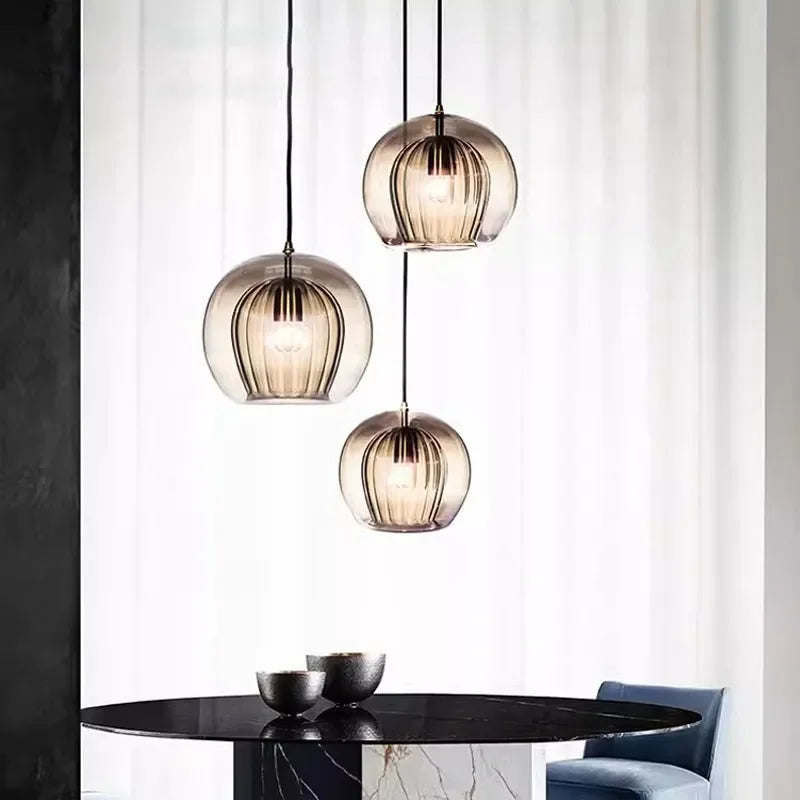 Suspension en verre nervuré LuxeSphere | 15, 20 ou 25 cm