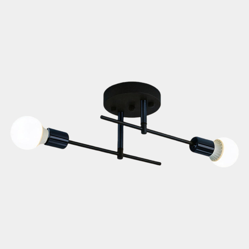 Plafonnier moderne 2 lumières | Lustre noir et doré, E27