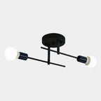 Plafonnier moderne 2 lumières | Lustre noir et doré, E27