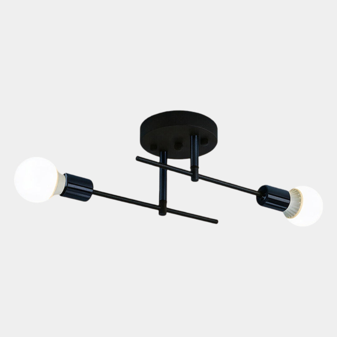 Plafonnier moderne 2 lumières | Lustre noir et doré, E27
