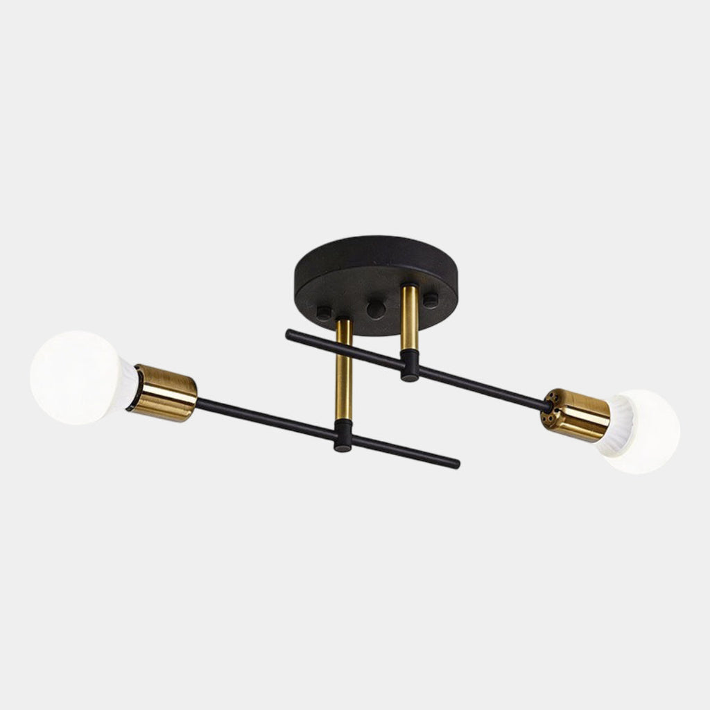Plafonnier moderne 2 lumières | Lustre noir et doré, E27