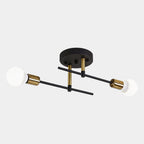 Plafonnier moderne 2 lumières | Lustre noir et doré, E27
