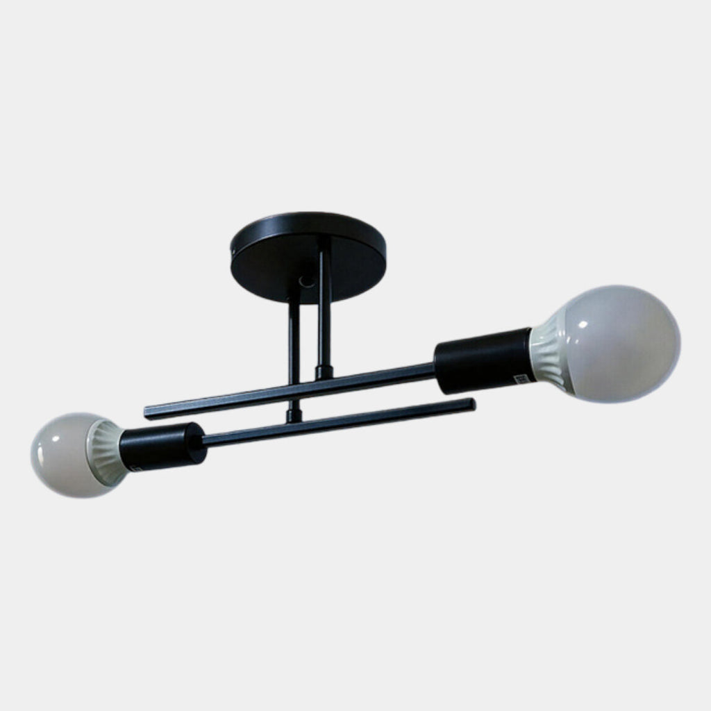 Plafonnier moderne 2 lumières | Lustre noir et doré, E27